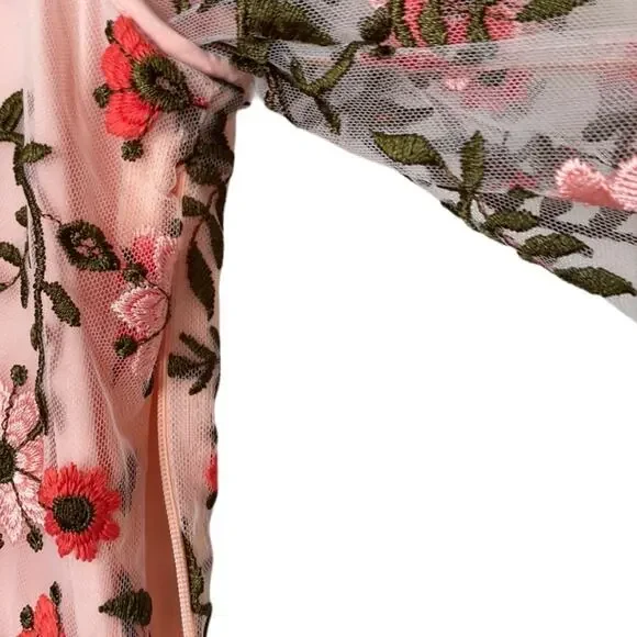 Sam Edelman Embroidered Floral Dress Pink Sz 6 - Picture 4 of 6